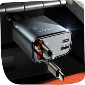LISEN Retractable Car Charger, 69W USB C Car Accessories Adapter for iPhone 16 USB C Charger Fast Charging, Fathers Day for Gifts, Travel Essentials Gifts for Women Men, for iPhone 16 15 14 13 12