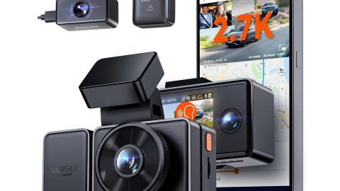 Vantrue E3 3-Channel Voice-controlled Smart Dashcam, Front, Inside and Rear Car Cam with Voice Control, 24 Hour Parking Mode