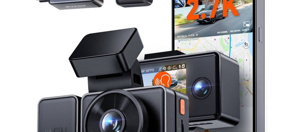 Vantrue E3 3 Channel Voice controlled Smart Dashcam Front Inside and Rear Car Cam with Voice Control 24 Hour Parking Mode