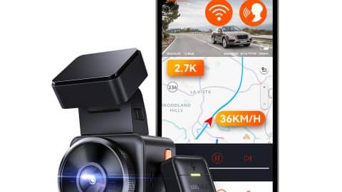 Vantrue Element 1 Dash Cam, Voice Control | 2592 x 1944P | Built-in GPS | WiFi & APP | Wireless Hotkeys | HDR | CPL (Optional) | Parking Mode
