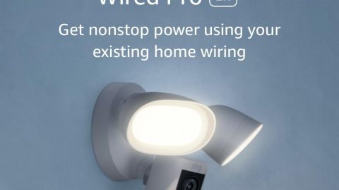 Ring Floodlight Cam Wired Pro with Birds Eye View and 3D Motion Detection, White