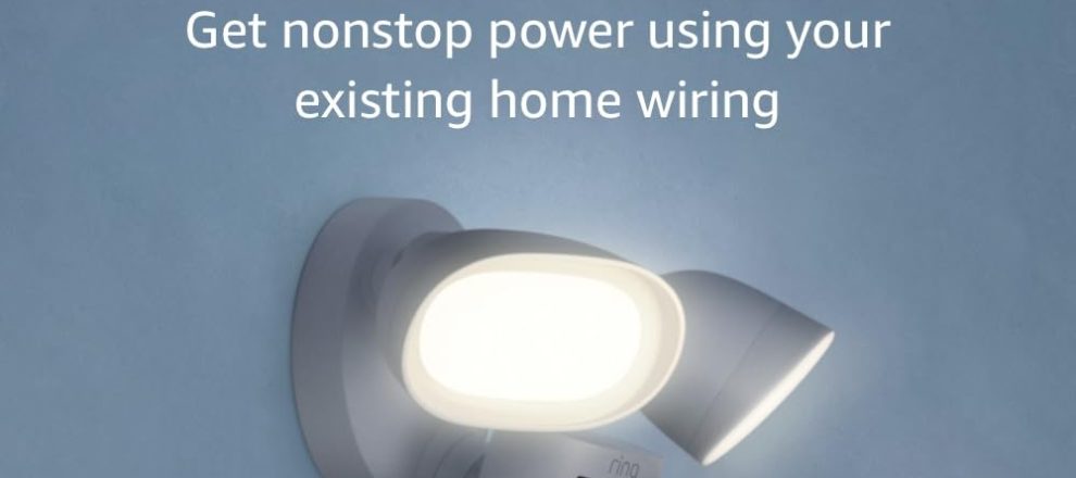 Ring Floodlight Cam Wired Pro with Birds Eye View and 3D Motion Detection White