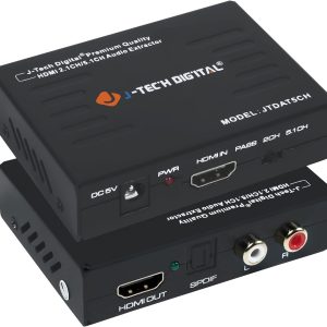 J-Tech Digital Premium Quality 1080P HDMI to HDMI + Audio (SPDIF + RCA Stereo) Audio Extractor Converter (JTDAT5CH)