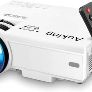 AuKing Projector, 2025 Upgraded Mini Projector, Full HD 1080P Home Theater Video Projector, Compatible with HDMI/USB/AV/Smartphone/TV Box/Laptop