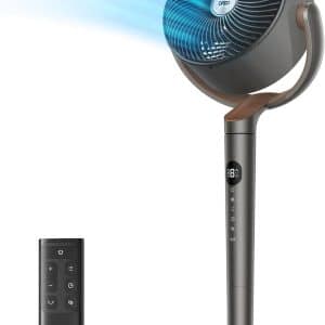 Dreo Fan for Bedroom, 120° Oscillating Standing Fans, Quiet Floor Fan with DC Motor, 85ft Pedestal Fans for Room, 8 Speeds, 3 modes, 20dB, 120° Manual Vertical, 35-40" Adjustable Height, 8H Timer