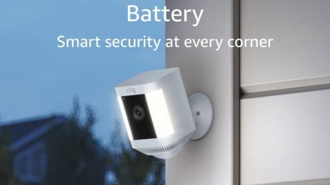Ring Spotlight Cam Plus, Battery | Two-Way Talk, Color Night Vision, and Security Siren (2022 release) - White