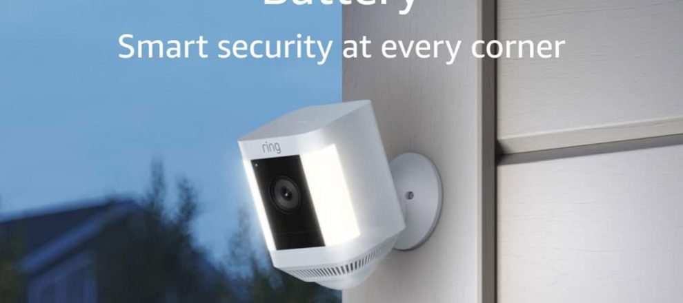 Ring Spotlight Cam Plus Battery | Two Way Talk Color Night Vision and Security Siren 2022 release White