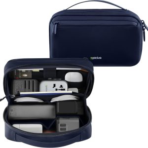 EPICKA Electronics Organizer Travel Case - Cable Organizer Bag for Travel Accessories, Tech Pouch for Cords, Charger, Adapter, Cables, Power Bank, Waterproof Storage Bag with Luggage Strap, Navy