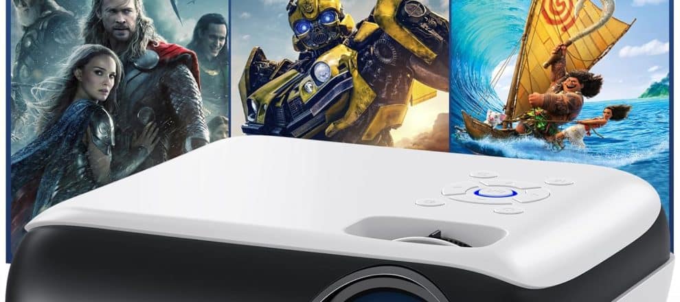 HAPPRUN Native 1080P Bluetooth Projector Full HD Portable Outdoor Movie Projector with Built in Speaker Compatible with Smartphone HDMI USB AV Fire Stick PS5 for Home Bedroom Outdoor Use