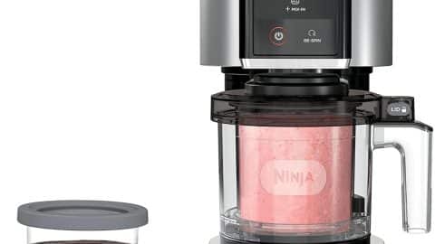 Ninja NC301 CREAMi Ice Cream Maker, for Gelato, Mix-ins, Milkshakes, Sorbet, Smoothie Bowls & More, 7 One-Touch Programs, with (2) Pint Containers & Lids, Compact Size, Perfect for Kids, Silver