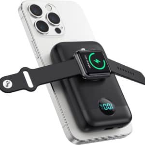 Magnetic Portable Charger 10800mAh,4-in-1 Wireless Power Bank with iWatch Charger, QC4.0+20W PD Fast Charging USB C Battery Pack with LCD Display for Magsafe,iPhone 16/15/14/13/12 Series,Apple Watch