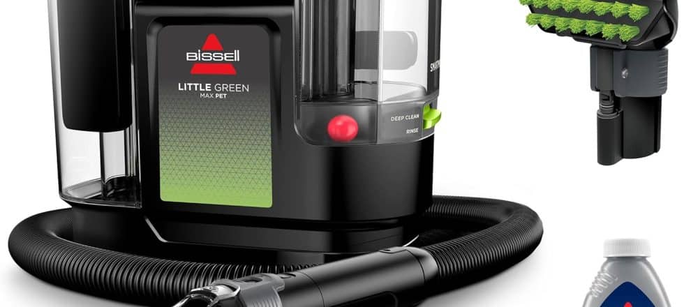BISSELL Little Green Max Pet SmartMix Portable Carpet and Upholstery Deep Cleaner CarAuto Detailer with SmartMix Technology Self Cleaning Tough Stain Tool and Pet Hair Removal Tool 38572