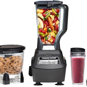 Ninja Blender, Mega Kitchen System, 1500W, 4 Functions for Smoothies, Processing, Dough, Drinks & More, with 72 Blender Pitcher, 64 Processor Bowl, 2 Nutri Cups + Lids, Black, BL770