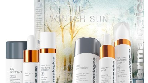 Dermalogica Warmth of the Winter Sun  Travel Sized Skin Care Set Includes Face Exfoliants, Facial Serum, and Moisturizer with SPF