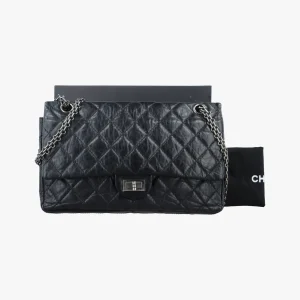 Chanel 2.55 Matelasse Black Lambskin shoulderbag. Pre-owned